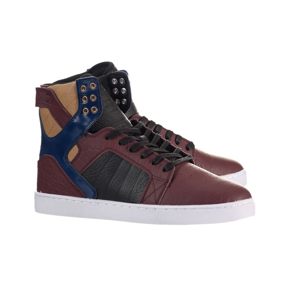 Baskets Montantes Supra SkyTop LX Bordeaux Bleu Marine Burgundy/Navy-White Homme | CKF-52476616